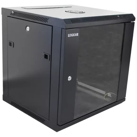ארון שרתים Luggar 10U Wall-Mount 450mm Glass Door שחור HI-10U-450-B