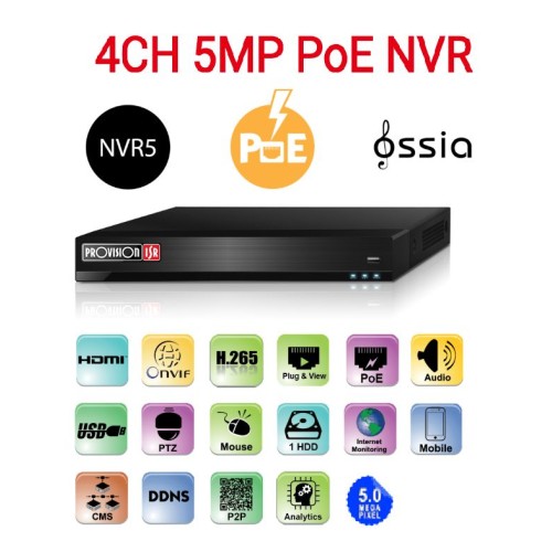 Recording system for four cameras 5mp NVR5-4100PXN-MM POE IP NVR5-4100PXN