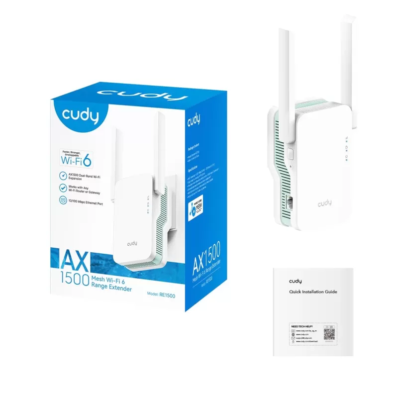 מגדיל טווח CUDY RE1500 Mesh Wi-Fi 6 Range Extender up to 1500Mbps RE1500 מגדיל טווח CUDY RE1500 Mesh Wi-Fi 6 Range Extender up to 1500Mbps RE1500