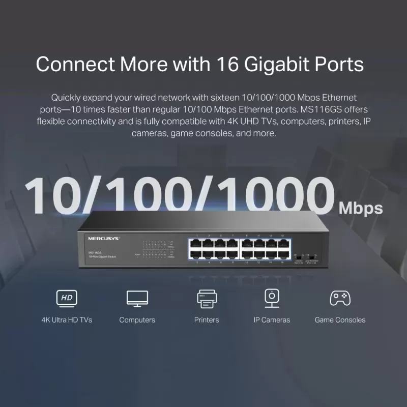 Коммутатор MERCUSYS MS116GS 16-P Gigabit Switch MS116GS