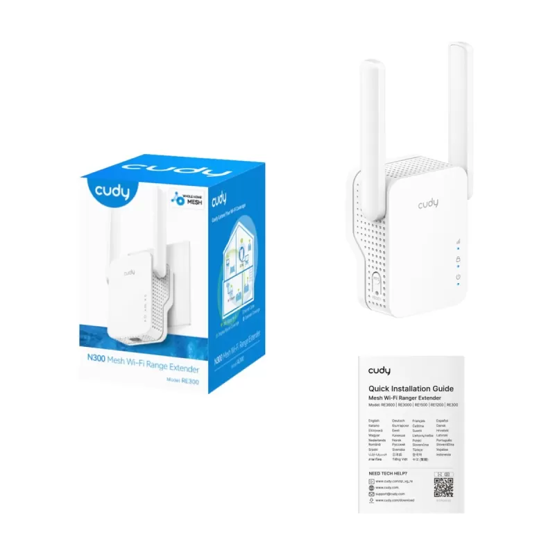 מגדיל טווח CUDY RE300 N300 Wi-Fi Mesh Repeater RE300