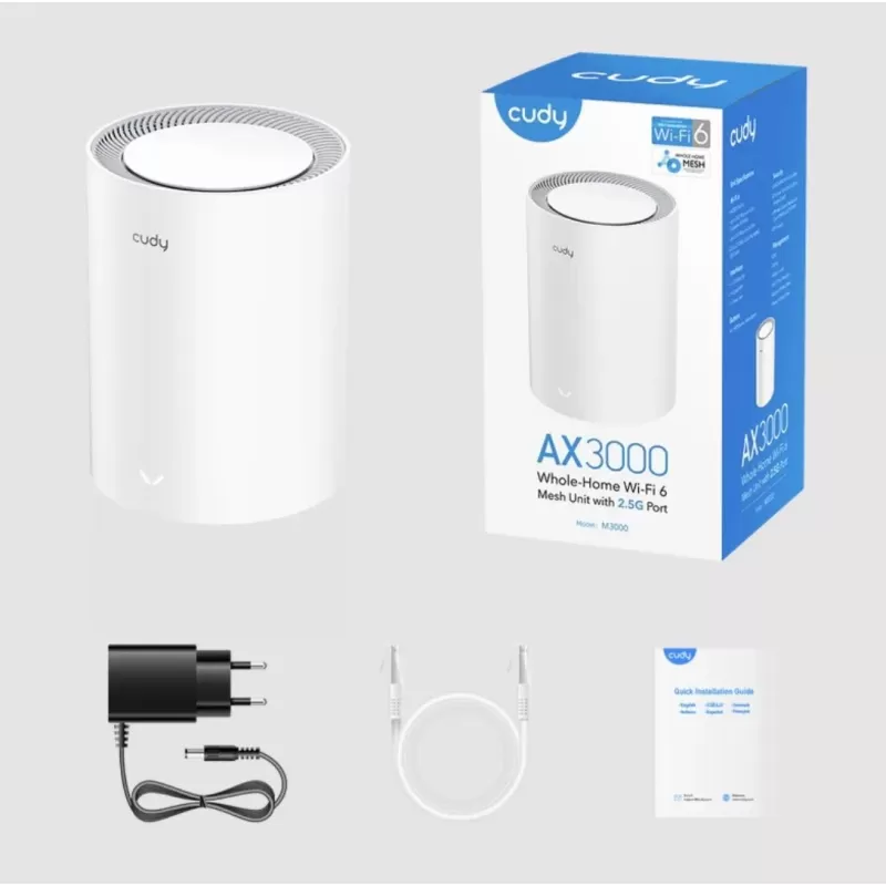 מגדיל טווח CUDY AX3000 2.5G Dual Band Wi-Fi 6 Mesh System M3000(1-Pack) -IL-V2.0 צבע לבן