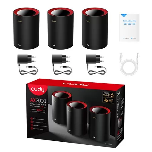 מגדיל טווח CUDY AX3000 Dual Band Wi-Fi 6 Mesh System M3000 3Pack M3000(3-Pack)-IL צבע שחור