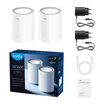 Range Extender CUDY BE3600 Gigabit Mesh Wi-Fi 7 System 2Pack M3600 (2-Pack)