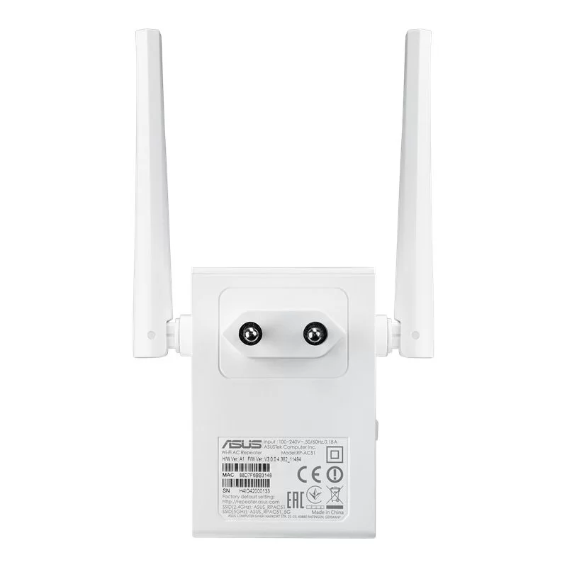 מגדיל טווח אלחוטי-AC750 דו-פס Asus RP-AC51 צבע לבן