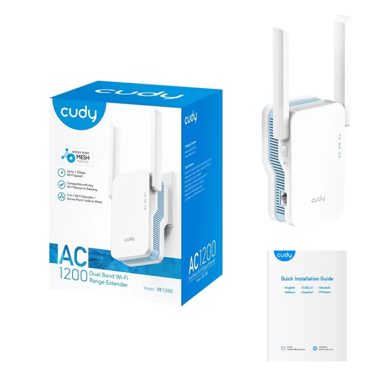 מגדיל טווח CUDY AC1200 Dual Band RE1200 RE1200-IL