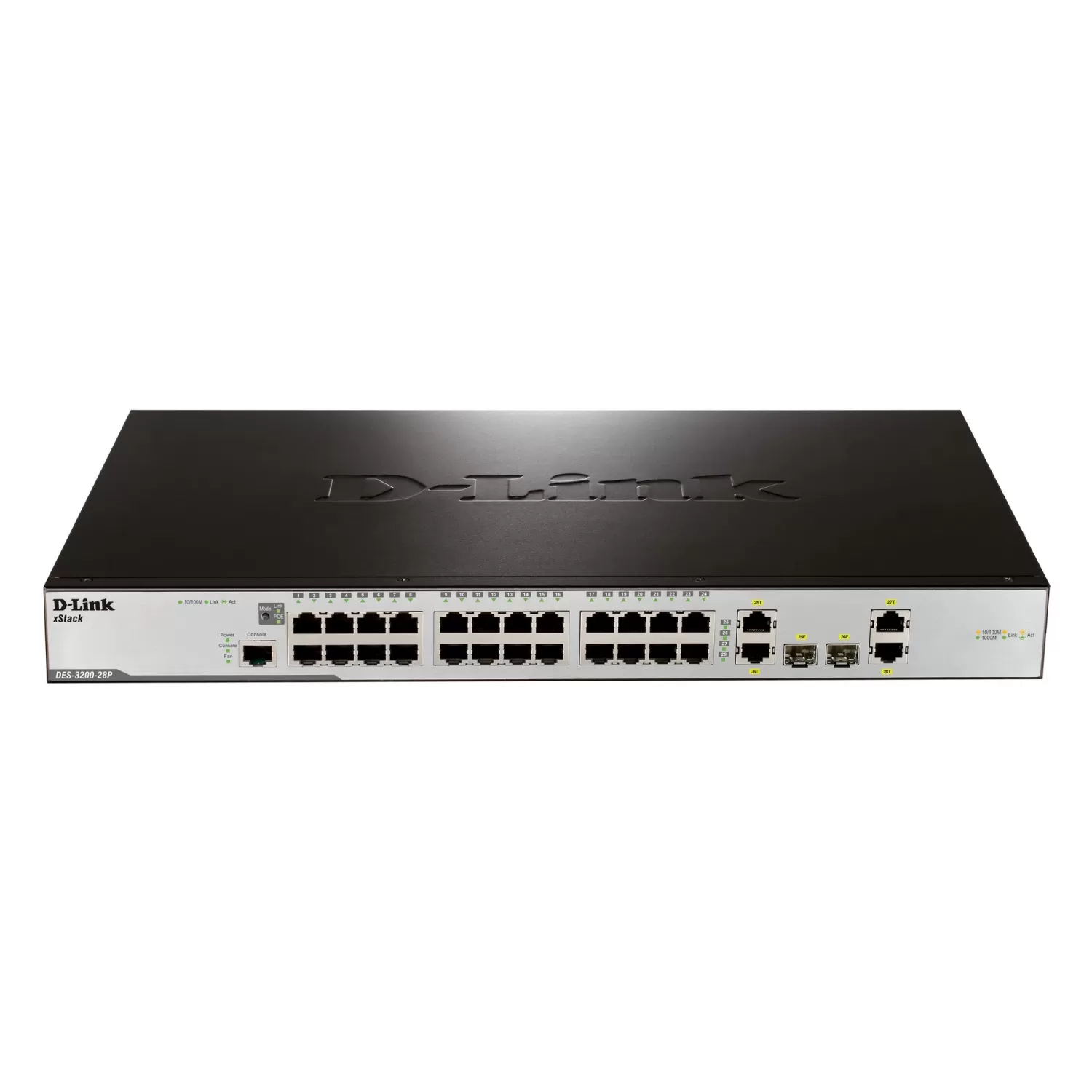 Switch D-Link 24 PORT 10/100 (24X POE) + 2 X GIGA PORTS + 2 COMBO SFP/GIGA PORTS, FULL L2 MANAGED DES-3200-28P