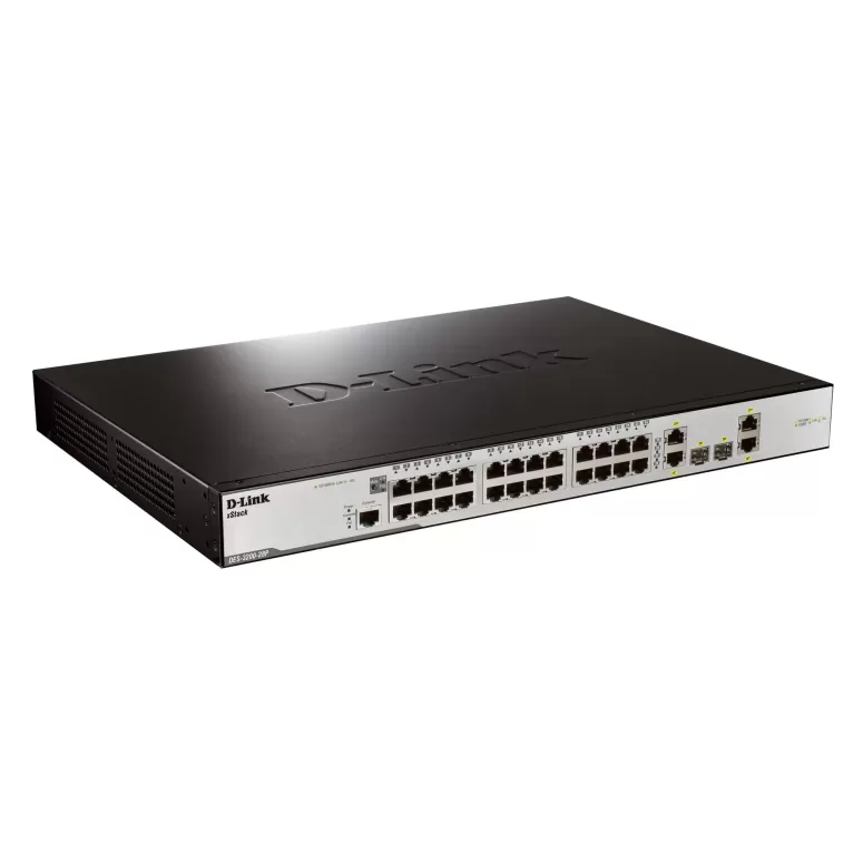 Switch D-Link 24 PORT 10/100 (24X POE) + 2 X GIGA PORTS + 2 COMBO SFP/GIGA PORTS, FULL L2 MANAGED DES-3200-28P