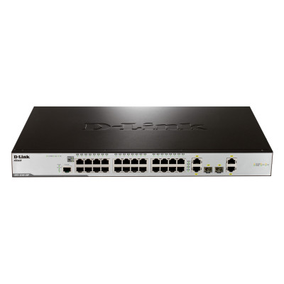 Switch D-Link 24 PORT 10/100 (24X POE) + 2 X GIGA PORTS + 2 COMBO SFP/GIGA Switch D-Link 24 PORT 10/100 (24X POE) + 2 X GIGA PORTS + 2 COMBO SFP/GIGA