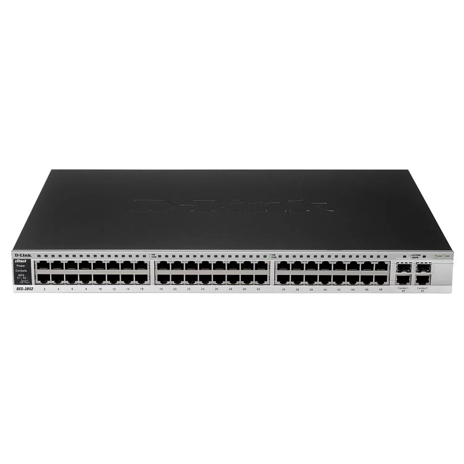 Switch D-Link 48-PORT 10/100 + 2 X GIGA PORTS + 2 COMBO SFP/GIGA PORTS, FULL L3 MANAGED DES-3852
