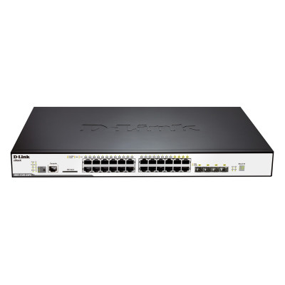 Switch D-Link 24 PORT GIGABIT (24X POE) 4 X SFP/GIGA PORTS + 2 X PHY. STACK Switch D-Link 24 PORT GIGABIT (24X POE) 4 X SFP/GIGA PORTS + 2 X PHY. STACK