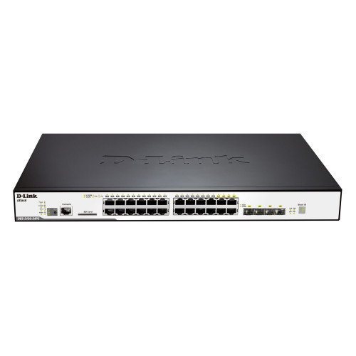 מתג D-Link 24 PORT GIGABIT (24X POE) 4 X SFP/GIGA PORTS + 2 X PHY. STACK PORTS,