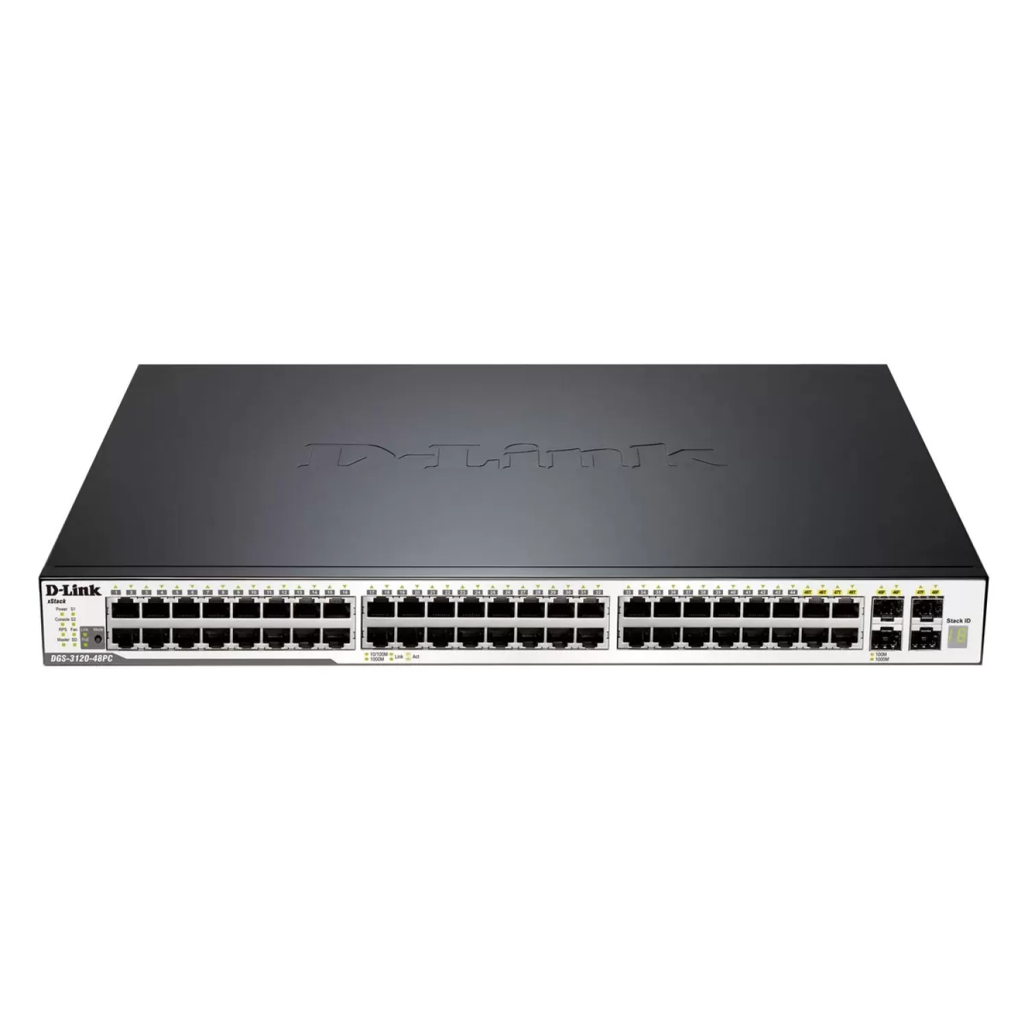 Switch D-Link 48 Port (48X PoE) 4xSFP/Giga ports + 2xPHY. Stack ports, L2/L3 Managed DGS-3120-48PC Color:black