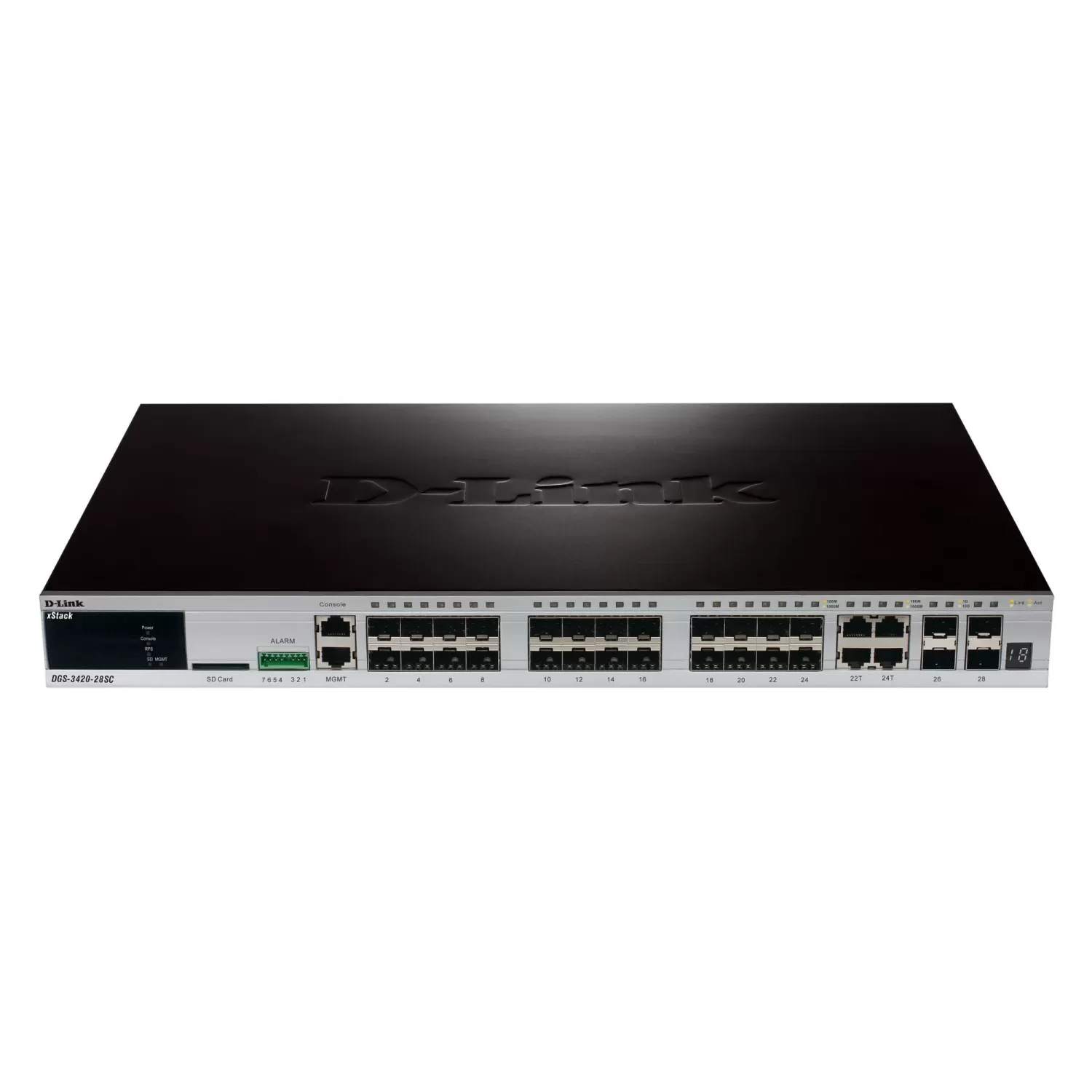 Switch D-Link 24-PORT GIGABIT 20X SFP PORTS + 4X SFP/BASE-T PORTS + 4X 10G SFP+ STACK/UPLINK PORTS DGS-3420-28SC