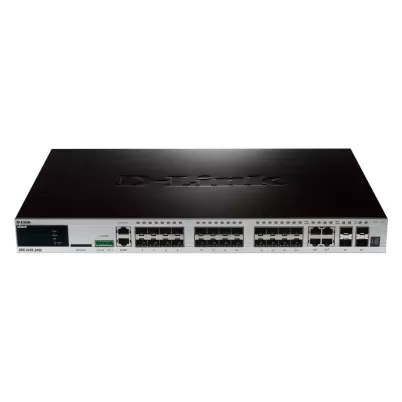 מתג D-Link 24-PORT GIGABIT 20X SFP PORTS + 4X SFP/BASE-T PORTS + 4X 10G SFP+ STACK/UPLINK PORTS DGS-3420-28SC