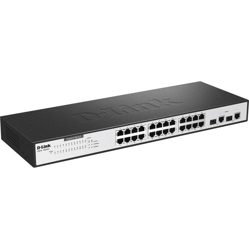 Switch D-Link 24 PORT 10/100, 2 GIGABIT UPLINK PORTS, UNMANAGED, METAL DES-1026G