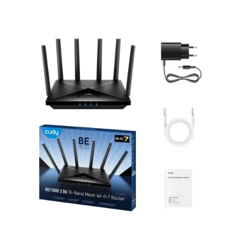 Router CUDY BE6500 WIFI7 2.5GB LAN up to 6453Mbps WR6500H Color:black