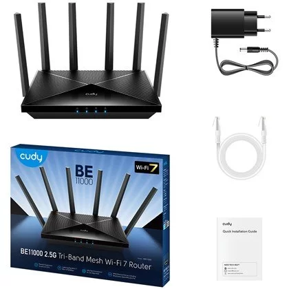 Router CUDY BE6500 WIFI7 2.5GB LAN up to 6453Mbps WR6500H Color:black