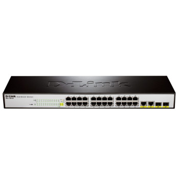 מתג D-Link 24 PORT 10/100 + 2 GIGA UPLINK PORTS, L2 EASY SMART, METAL