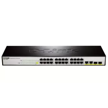 מתג D-Link 24 PORT 10/100 + 2 GIGA UPLINK PORTS, L2 EASY SMART, METAL DES-1100-26