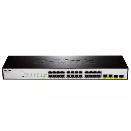 Коммутатор D-Link 24 PORT 10/100 + 2 GIGA UPLINK PORTS, L2 EASY SMART, METAL DES-1100-26