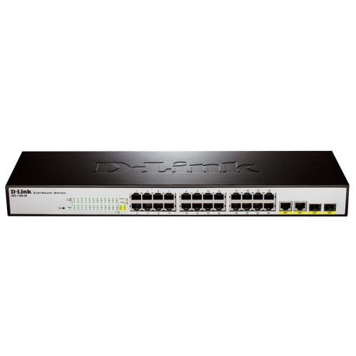 מתג D-Link 24 PORT 10/100 + 2 GIGA UPLINK PORTS, L2 EASY SMART, METAL