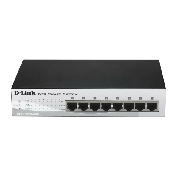 מתג D-Link 8 PORT 10/100 (8X POE) (56W), METAL DES-1210-08P