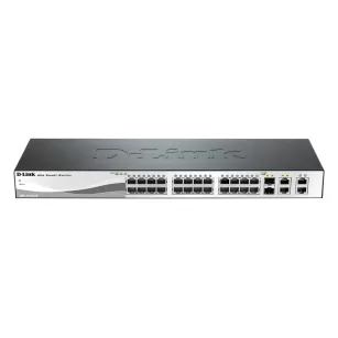 מתג D-Link 24 PORT 10/100 + 2 X GIGA PORTS + 2 COMBO SFP/GIGA PORTS, L2 MANAGED DES-1210-28