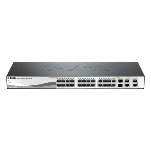מתג D-Link 24 PORT 10/100 + 2 X GIGA PORTS + 2 COMBO SFP/GIGA PORTS, L2 MANAGED DES-1210-28