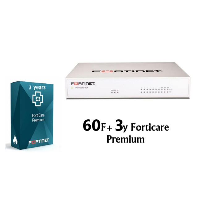 Set: device + license FORTINET FortiGate-60F HW PLUS License 3y