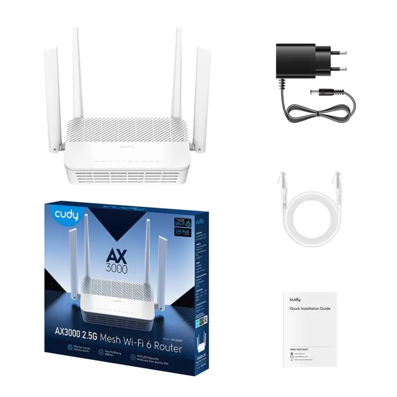 Router CUDY WR3000P AX3000 2.5G Mesh Wi-Fi 6 PoE Router WR3000P