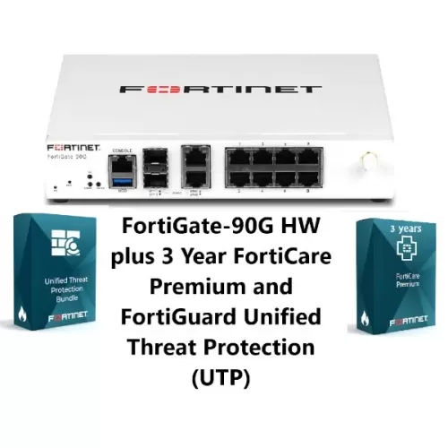 Set: device + service FORTINET Fortigate-90G Plus FortiCare Prem and UTP FG-90G-BDL-950-36 Color:white
