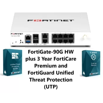 באנדל מכשיר ושירות FORTINET Fortigate-90G Plus FortiCare Prem and UTP FG-90G-BDL-950-36 צבע לבן