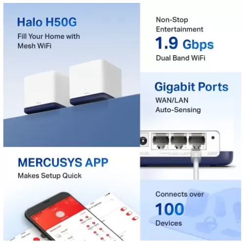 ראוטר MERCUSYS Halo H50G AC1900 (2-Pack) H50G - יבואן רשמי ראוטר MERCUSYS Halo H50G AC1900 (2-Pack) H50G - יבואן רשמי