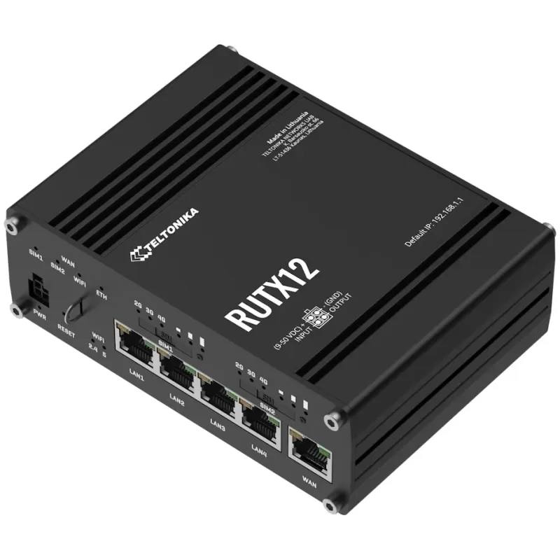 נתב סלולרי תעשייתי Teltonika RUTX12 Dual LTE Cat 6 RUTX12200000 צבע שחור