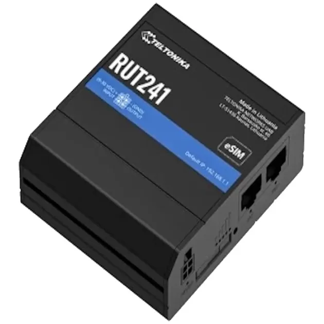 נתב סלולרי תעשייתי Teltonika RUT241 eSIM Global LTE Cat 4 RUT241230000 צבע שחור נתב סלולרי תעשייתי Teltonika RUT241 eSIM Global LTE Cat 4 RUT241230000 צבע שחור