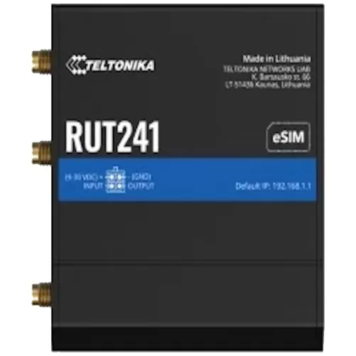 נתב סלולרי תעשייתי Teltonika RUT241 eSIM Global LTE Cat 4 RUT241230000 צבע שחור נתב סלולרי תעשייתי Teltonika RUT241 eSIM Global LTE Cat 4 RUT241230000 צבע שחור