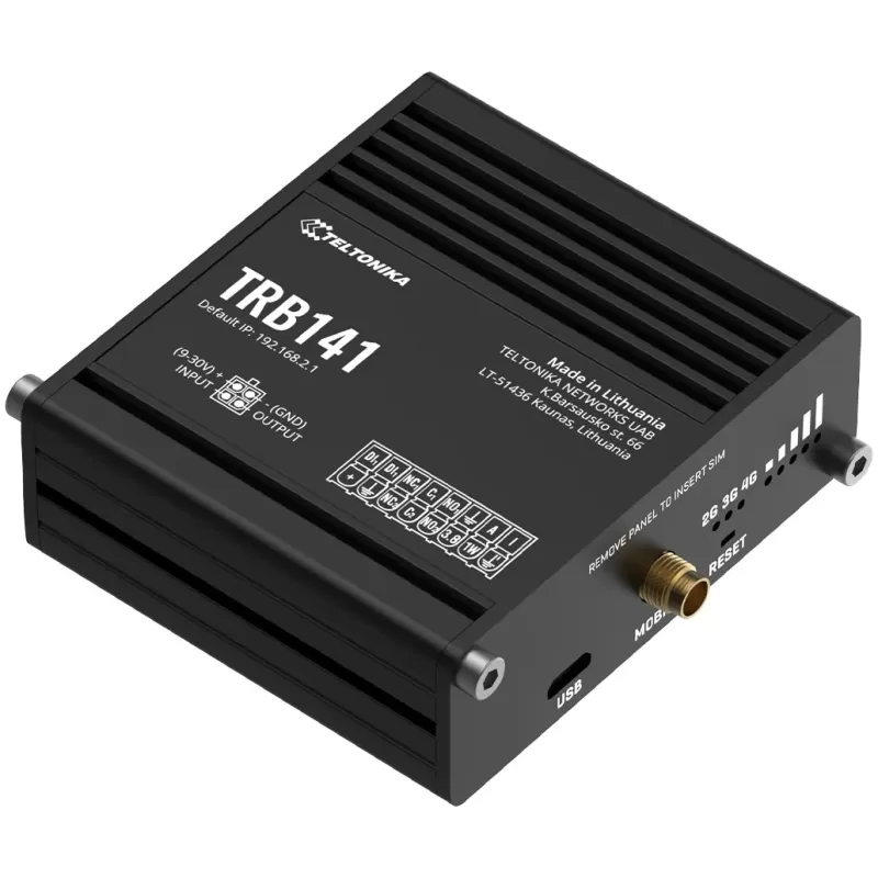 שער IoT סלולרי תעשייתי Teltonika TRB141 LTE Cat 1 TRB141 צבע שחור שער IoT סלולרי תעשייתי Teltonika TRB141 LTE Cat 1 TRB141 צבע שחור