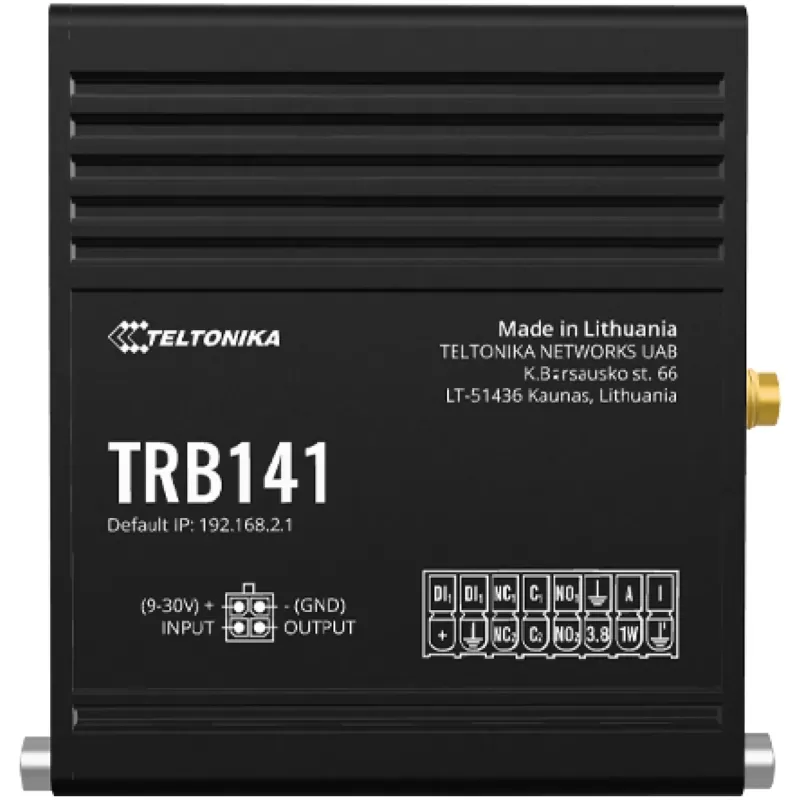 שער IoT סלולרי תעשייתי Teltonika TRB141 LTE Cat 1 TRB141 צבע שחור שער IoT סלולרי תעשייתי Teltonika TRB141 LTE Cat 1 TRB141 צבע שחור