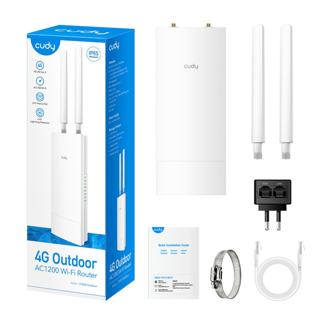 Защищённый беспроводной маршрутизатор с модемом CUDY LT500 OUTDOOR 4G LTE