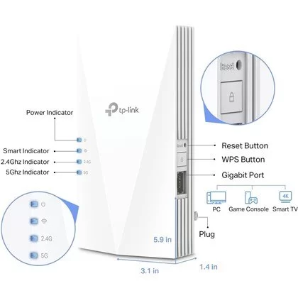 роутер TP-Link RE700X AX3000 Mesh WiFi 6 Extender RE700X