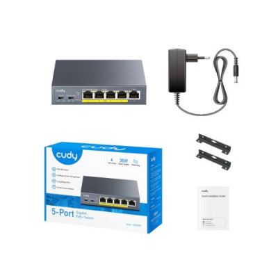 מתג לא מנוהל CUDY GS105P 5-Ports Gigabit Unmanaged POE Switch GS105P-IL צבע שחור