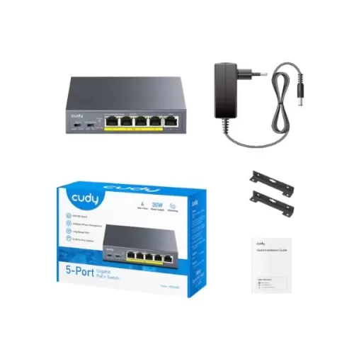 מתג לא מנוהל CUDY GS105P 5-Ports Gigabit Unmanaged POE Switch GS105P-IL צבע שחור