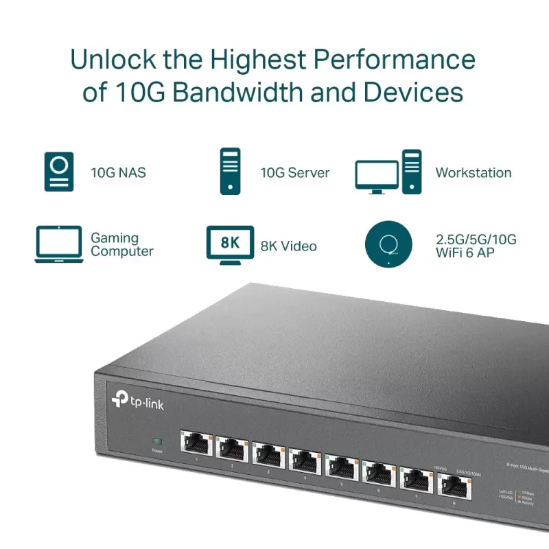 מתג TP-Link TL-SX1008 8-Port Switch SX1008 צבע שחור