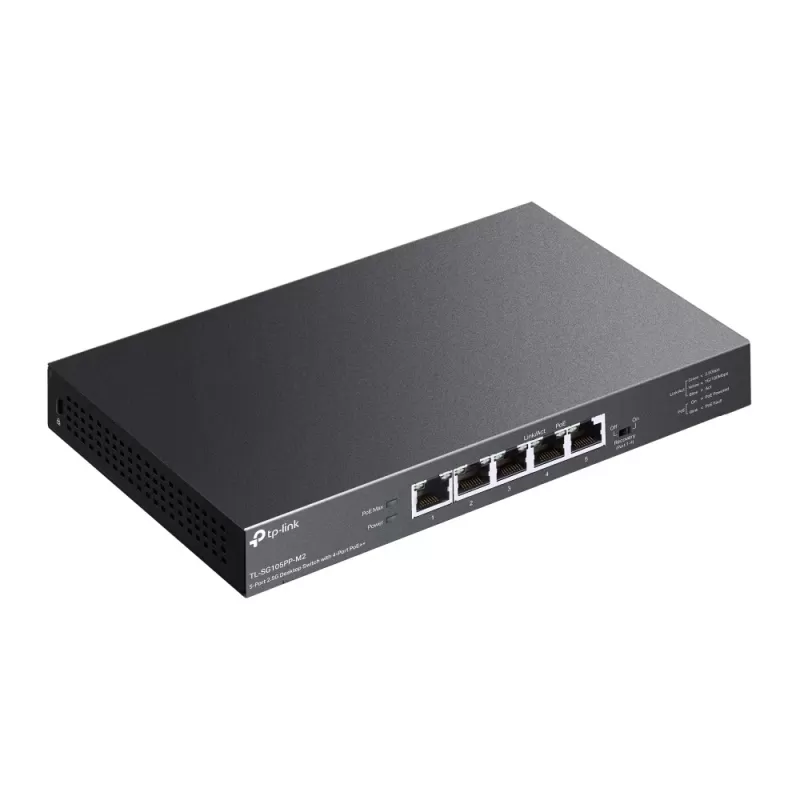 מתג PoE TP-Link TL-SG105PP-M2 5-Port 2.5G Desktop 4x PoE++ TL-SG105PP-M2 צבע שחור מתג PoE TP-Link TL-SG105PP-M2 5-Port 2.5G Desktop 4x PoE++ TL-SG105PP-M2 צבע שחור