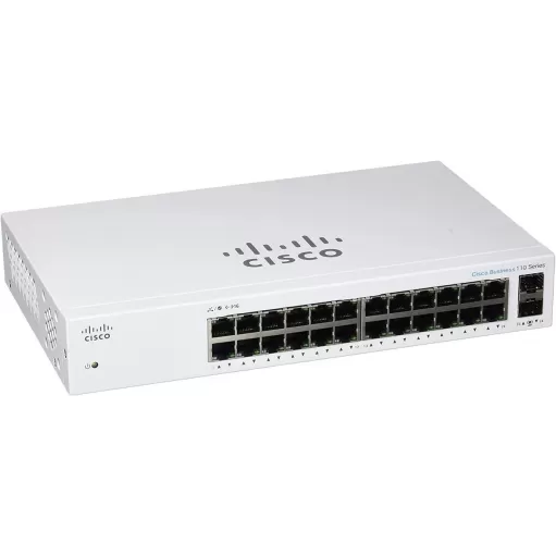 מתג לא מנוהל Cisco 24 PORT 1GB Unmanaged Internal PSU CBS110-24T-EU צבע לבן
