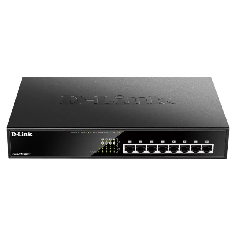 מתג D-Link 8-Port Gigabit PoE+ Switch 125W DGS-1008MP