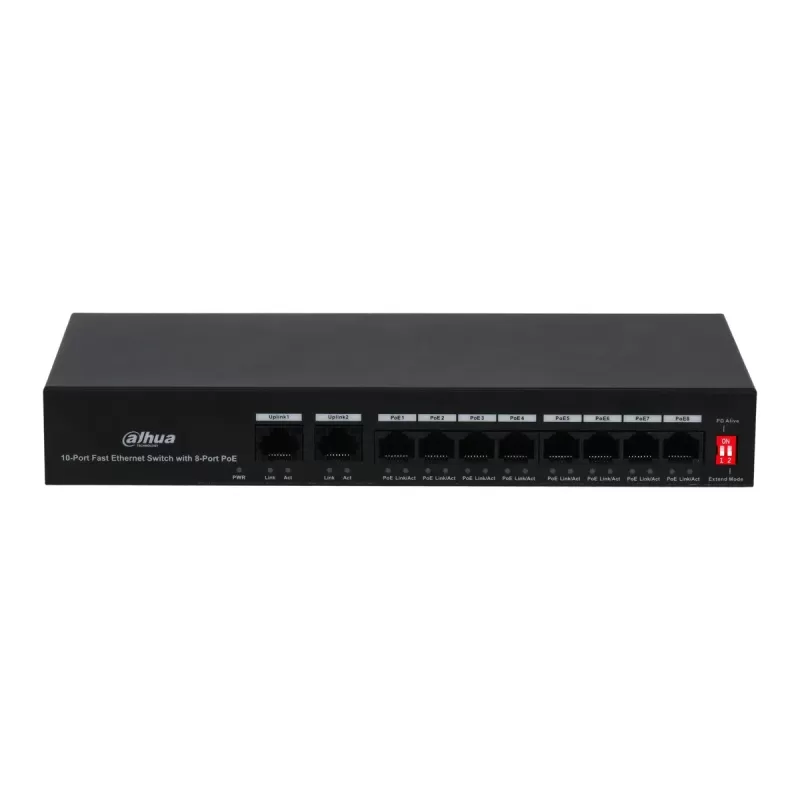 מתג PoE לא מנוהל DAHUA PFS3010-8ET-65 DH-PFS3010-8ET-65 צבע שחור מתג PoE לא מנוהל DAHUA PFS3010-8ET-65 DH-PFS3010-8ET-65 צבע שחור
