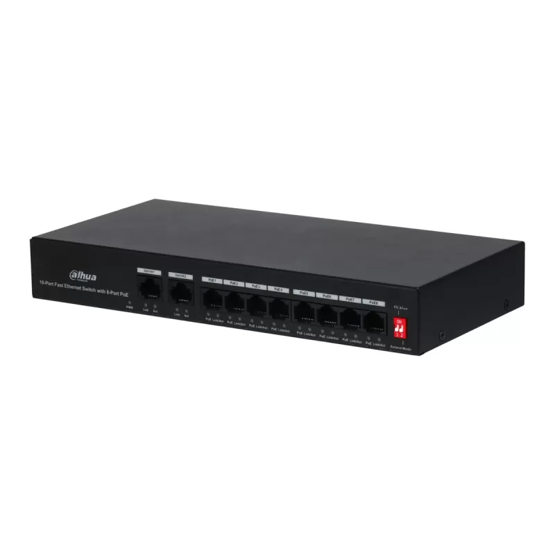 מתג PoE לא מנוהל DAHUA PFS3010-8ET-65 DH-PFS3010-8ET-65 צבע שחור מתג PoE לא מנוהל DAHUA PFS3010-8ET-65 DH-PFS3010-8ET-65 צבע שחור
