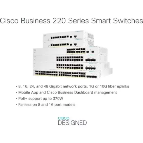 Managed switch Cisco CB220 24P Port 1GB+4XSFP CBS220-24T-4G-EU Color:white